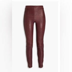 Theory Leather Leggings Deep Burgundy Size:00